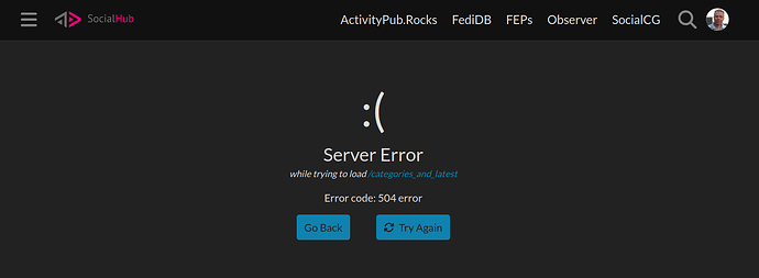 Snapshot of 504 server error