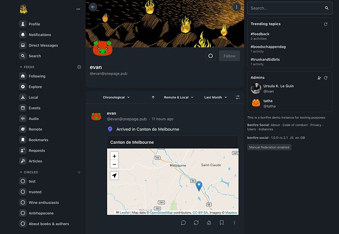 One of the UX mockups showing an embedded map in a microblogging timeline.